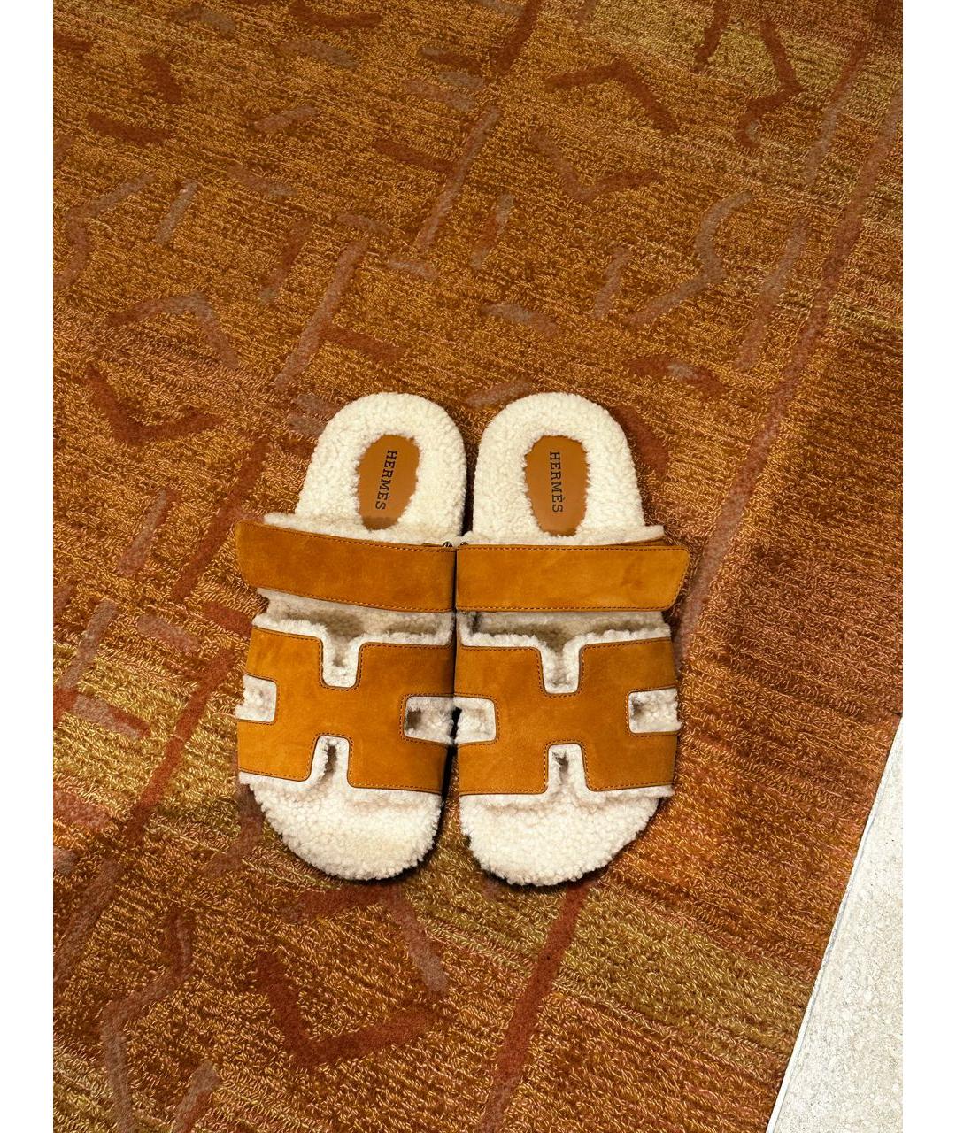 HERMES Коричневые замшевые сандалии, фото 2