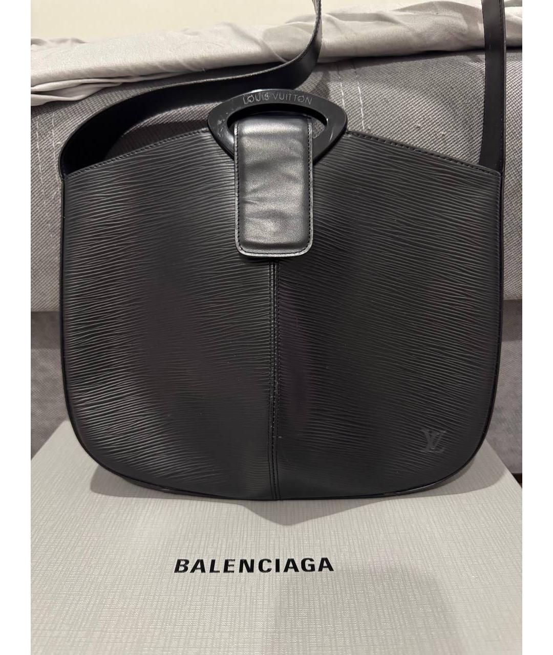 LOUIS VUITTON Черная кожаная сумка через плечо, фото 6