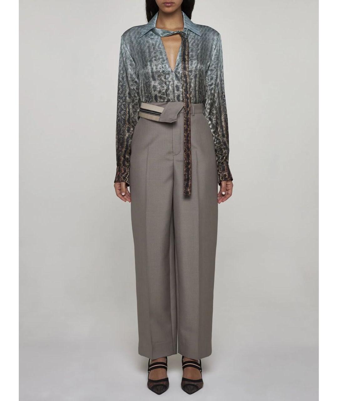 FENDI Бежевые шерстяные прямые брюки, фото 8