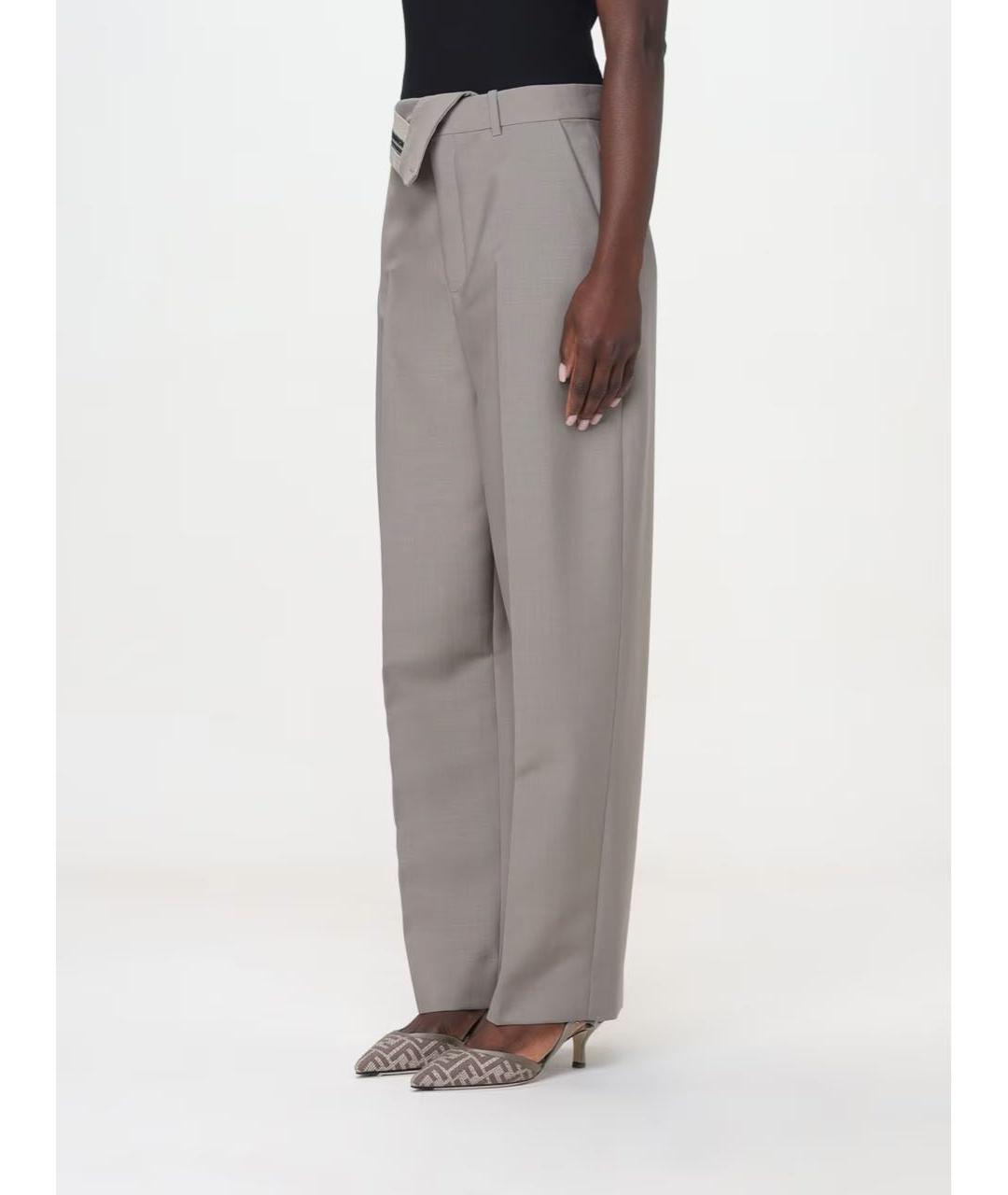 FENDI Бежевые шерстяные прямые брюки, фото 4