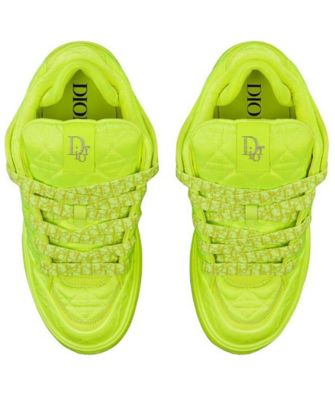 CHRISTIAN DIOR Желтые кожаные низкие кроссовки / кеды, фото 4