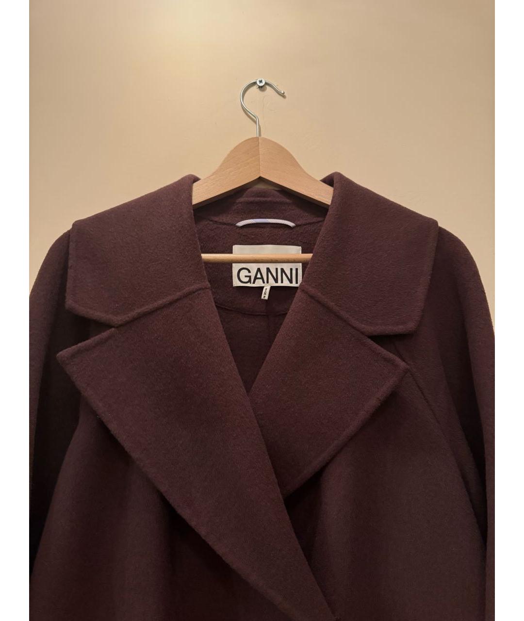 GANNI Коричневое шерстяное пальто, фото 3