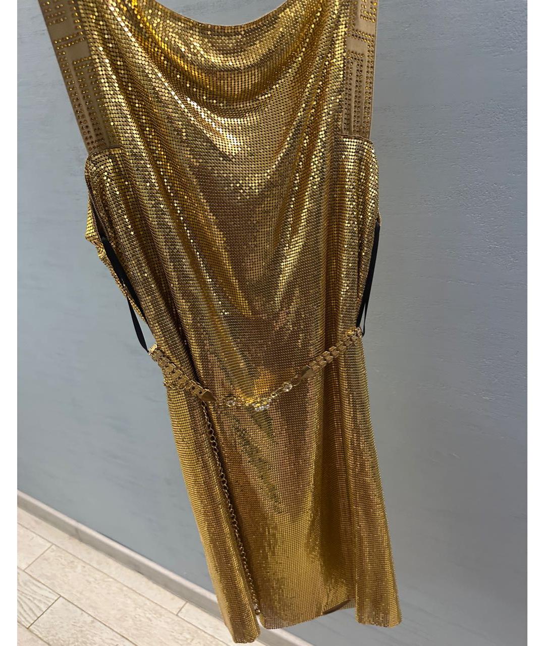 VERSACE Золотое полиэстеровое вечернее платье, фото 5