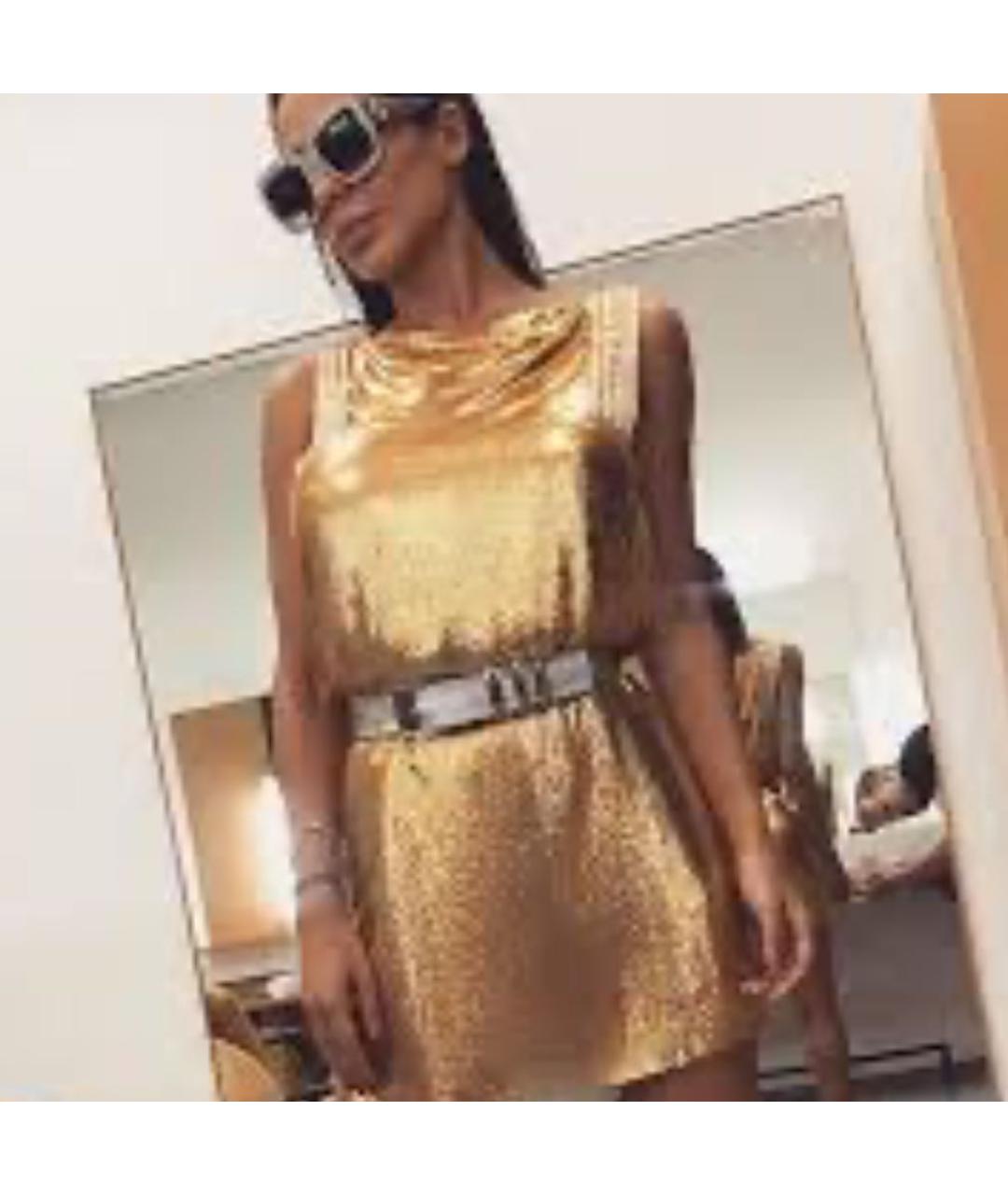 VERSACE Золотое полиэстеровое вечернее платье, фото 8