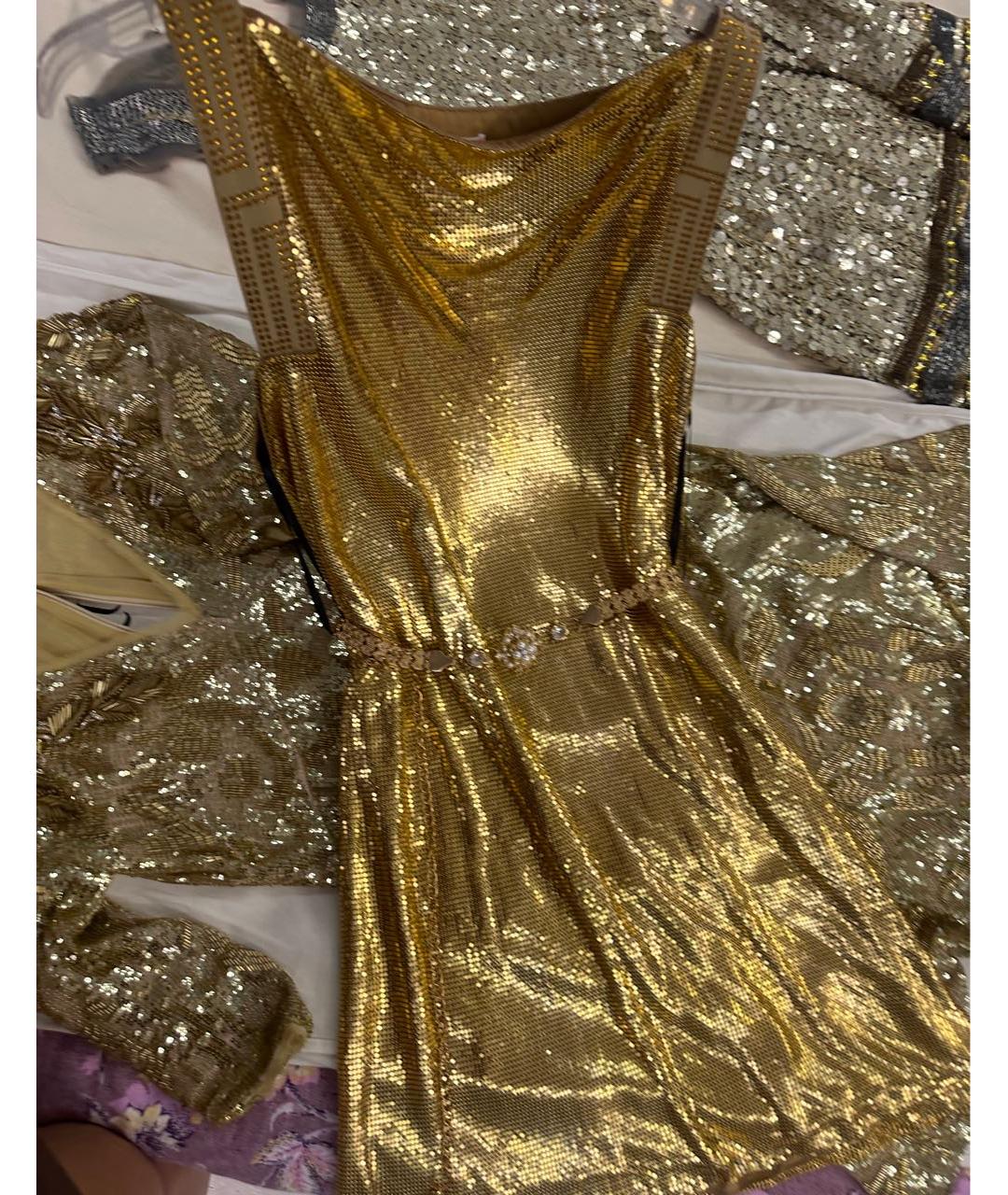 VERSACE Золотое полиэстеровое вечернее платье, фото 3