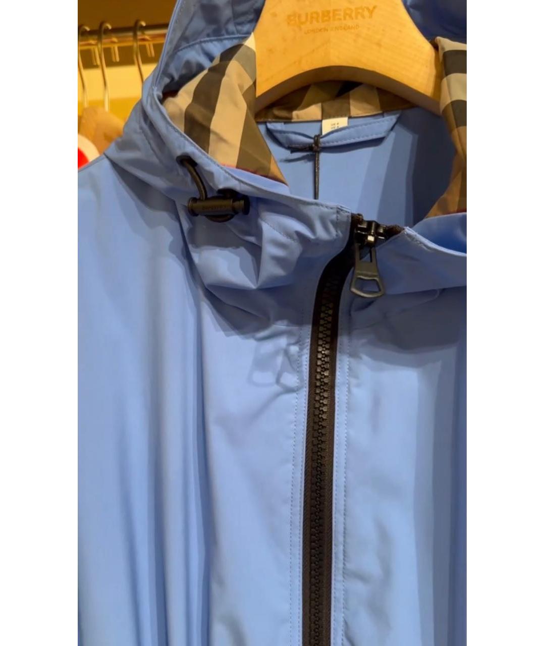 BURBERRY Синий полиэстеровый тренч/плащ, фото 4