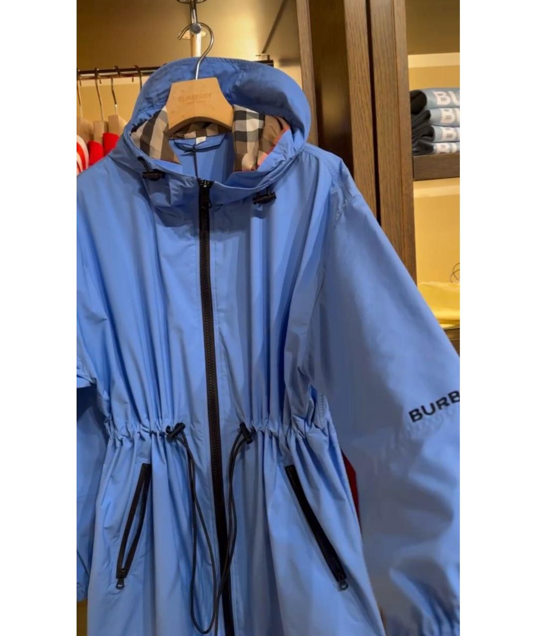 BURBERRY Синий полиэстеровый тренч/плащ, фото 3