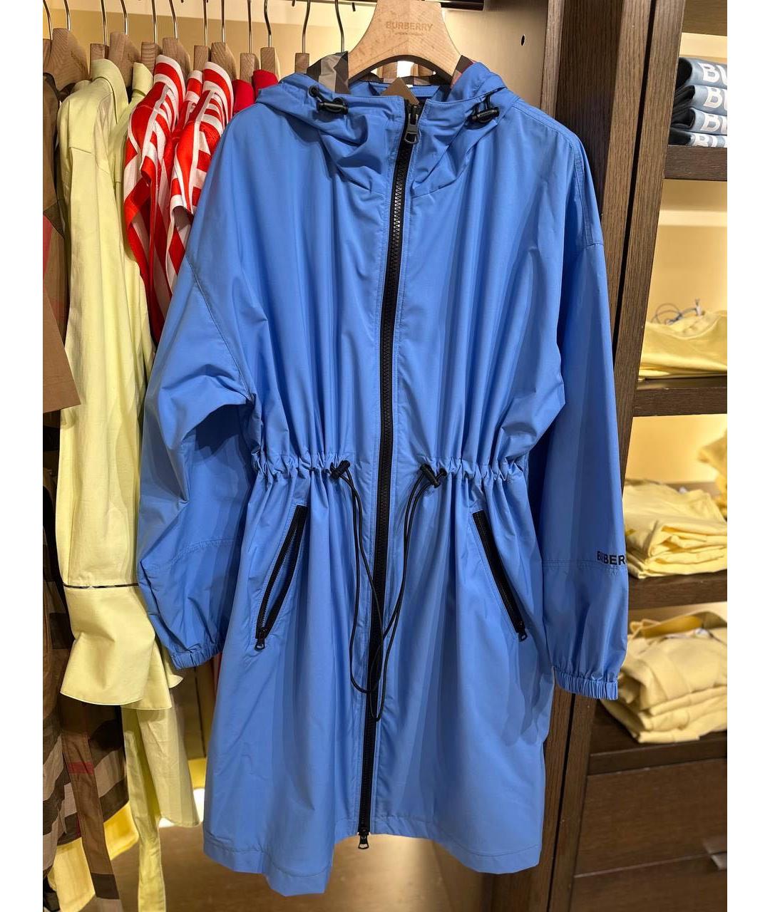 BURBERRY Синий полиэстеровый тренч/плащ, фото 5