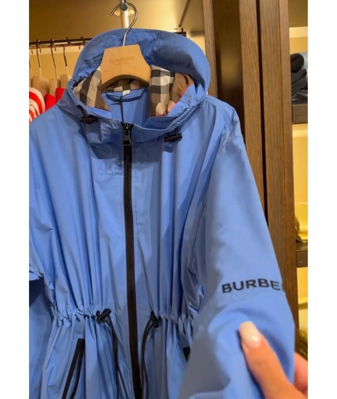 BURBERRY Синий полиэстеровый тренч/плащ, фото 2
