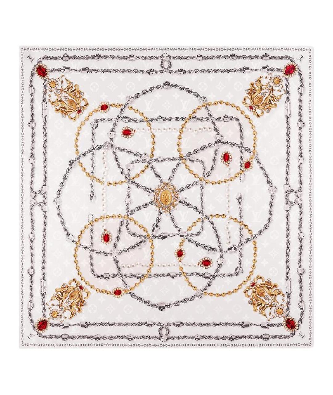 LOUIS VUITTON Белый шелковый шарф, фото 1