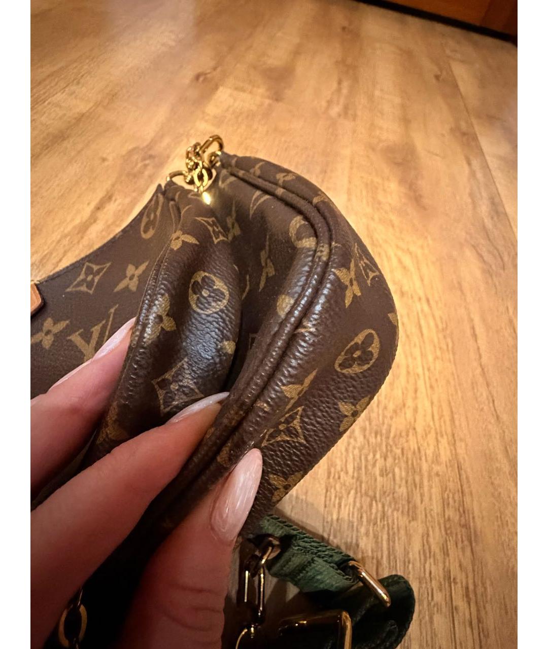 LOUIS VUITTON Коричневая кожаная сумка через плечо, фото 5