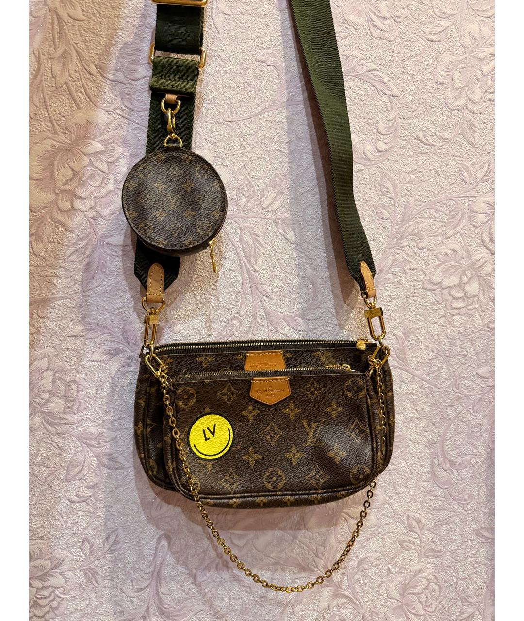 LOUIS VUITTON Коричневая кожаная сумка через плечо, фото 9