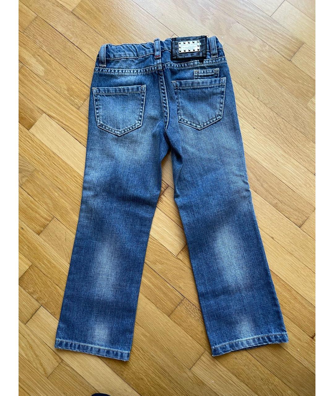 PHILIPP PLEIN Синие хлопковые детские джинсы, фото 4