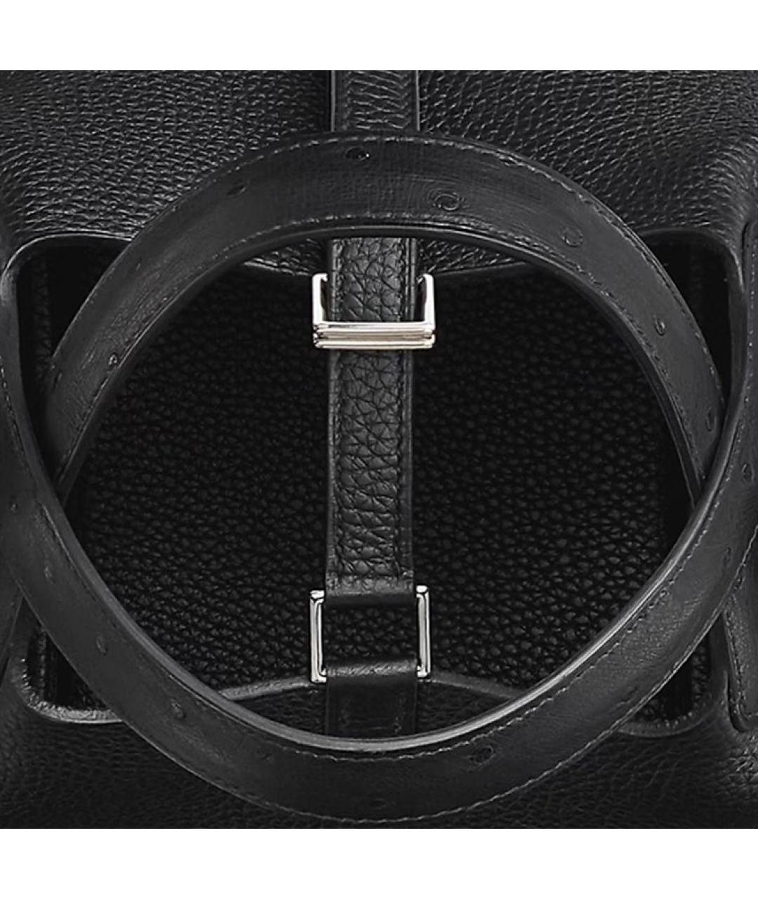 HERMES Черная кожаная сумка через плечо, фото 5