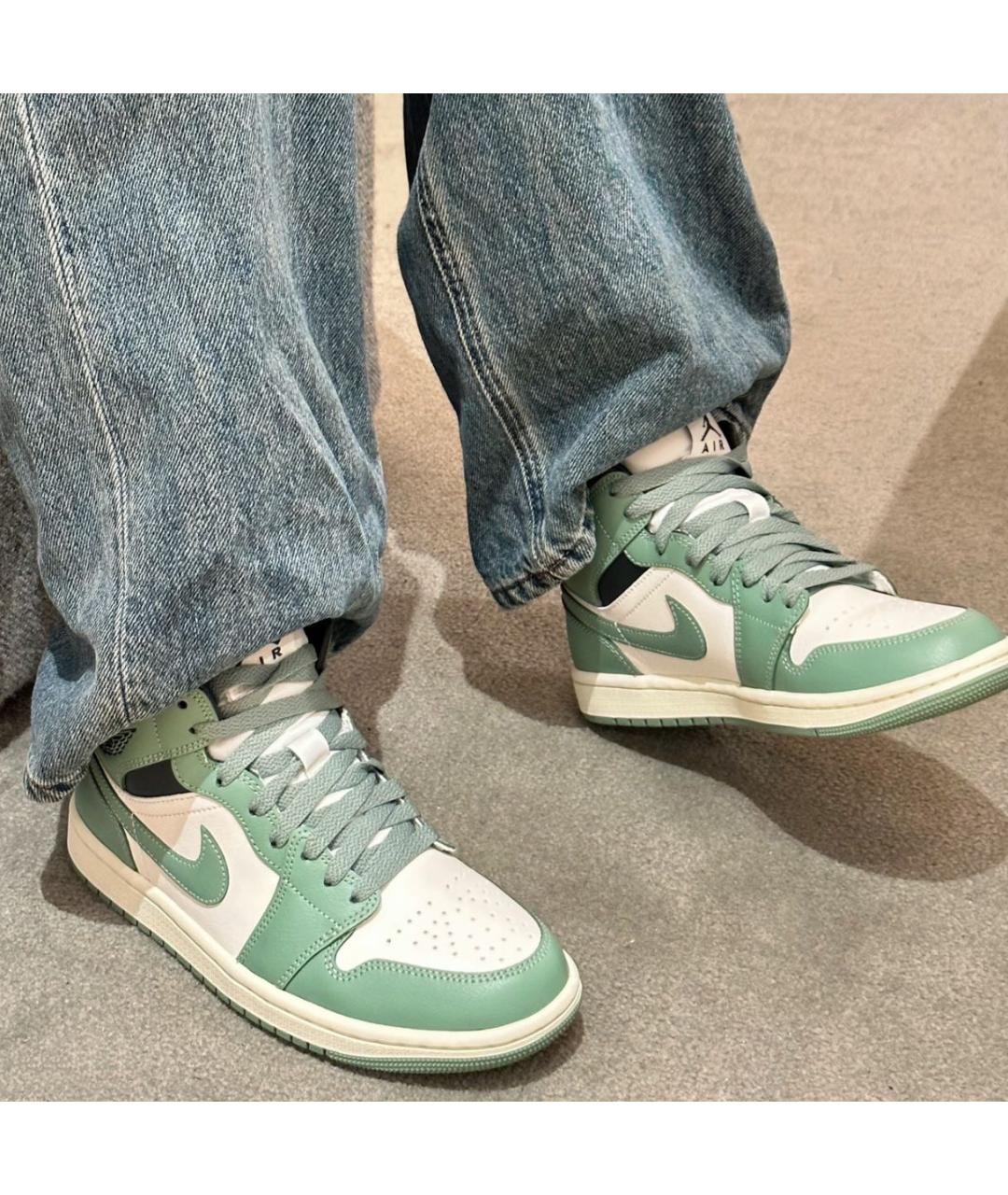 JORDAN Зеленые кожаные кроссовки, фото 3