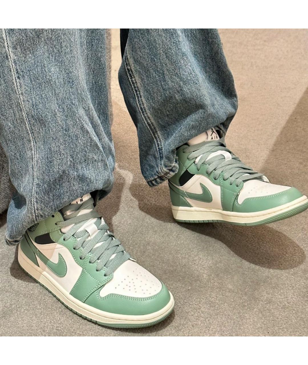 JORDAN Зеленые кожаные кроссовки, фото 3