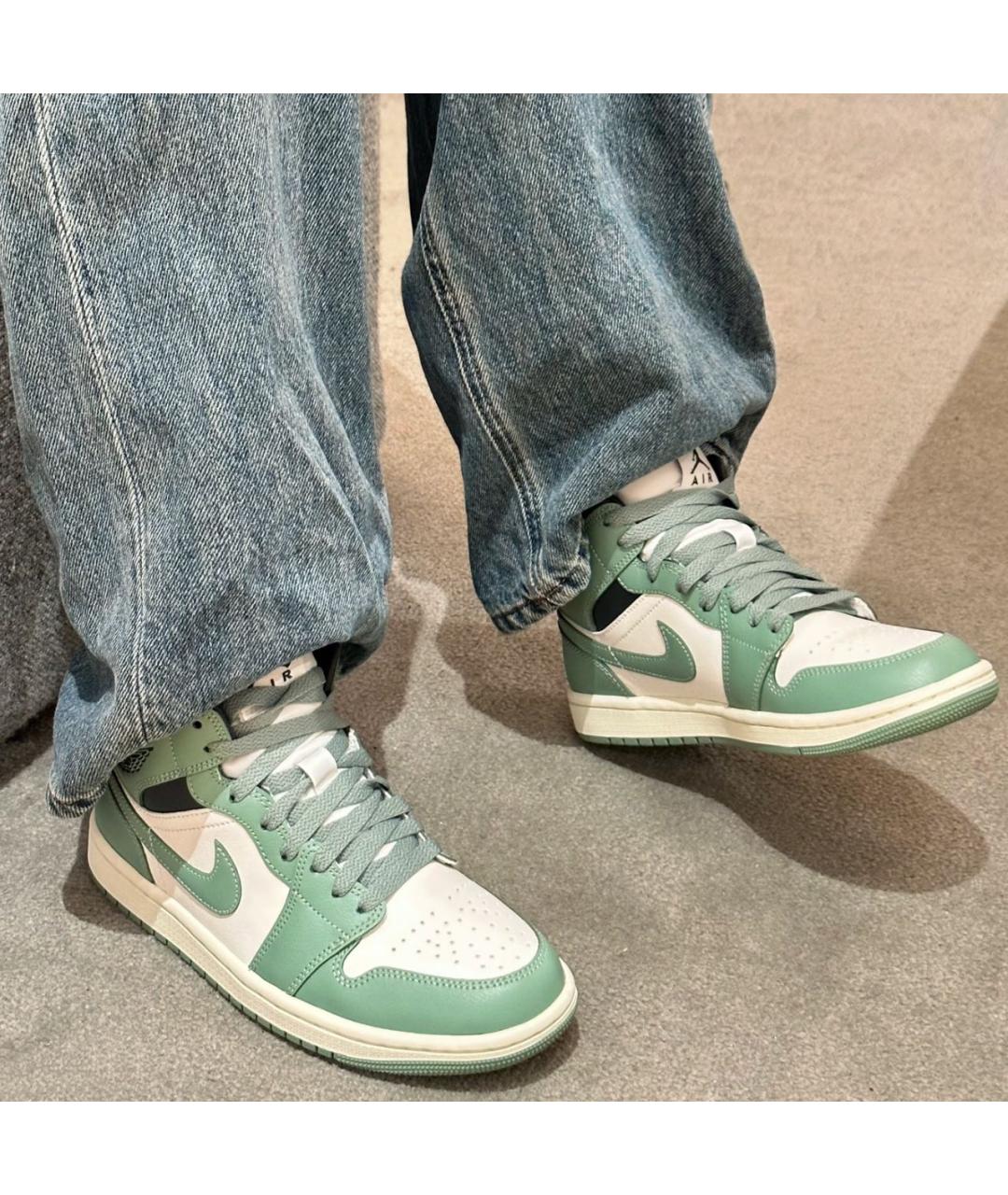 JORDAN Зеленые кожаные кеды, фото 3