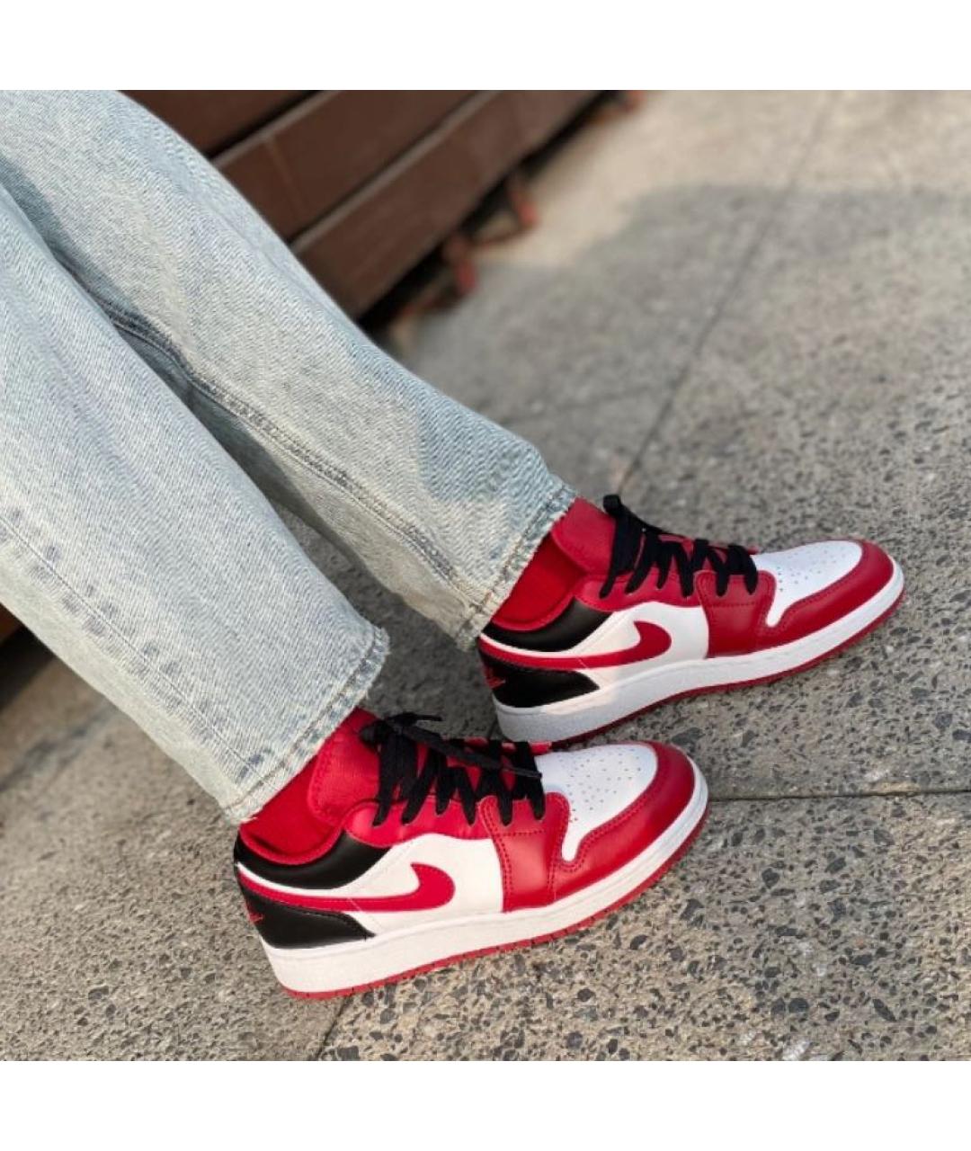 JORDAN Красные кожаные кроссовки, фото 3