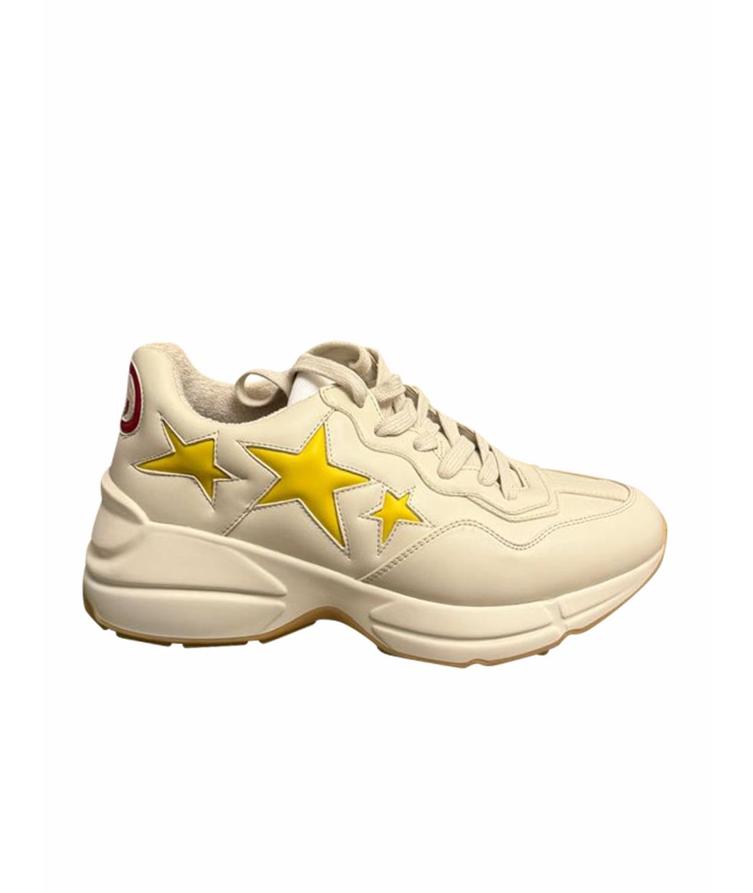 GUCCI Бежевые кожаные кроссовки, фото 1