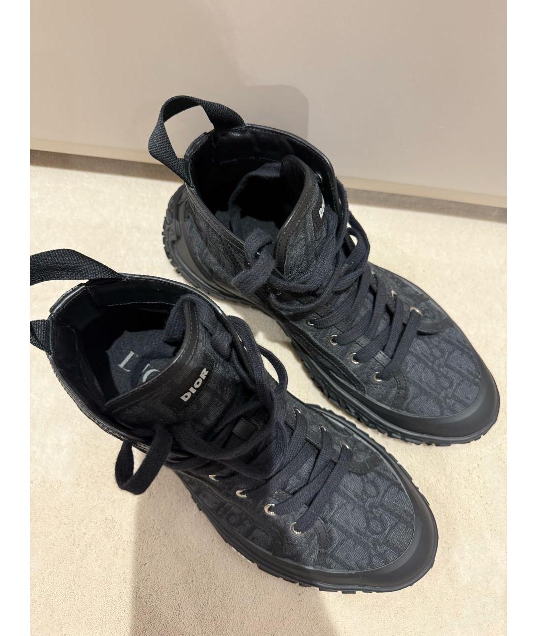 CHRISTIAN DIOR Темно-синие текстильные высокие кроссовки / кеды, фото 6