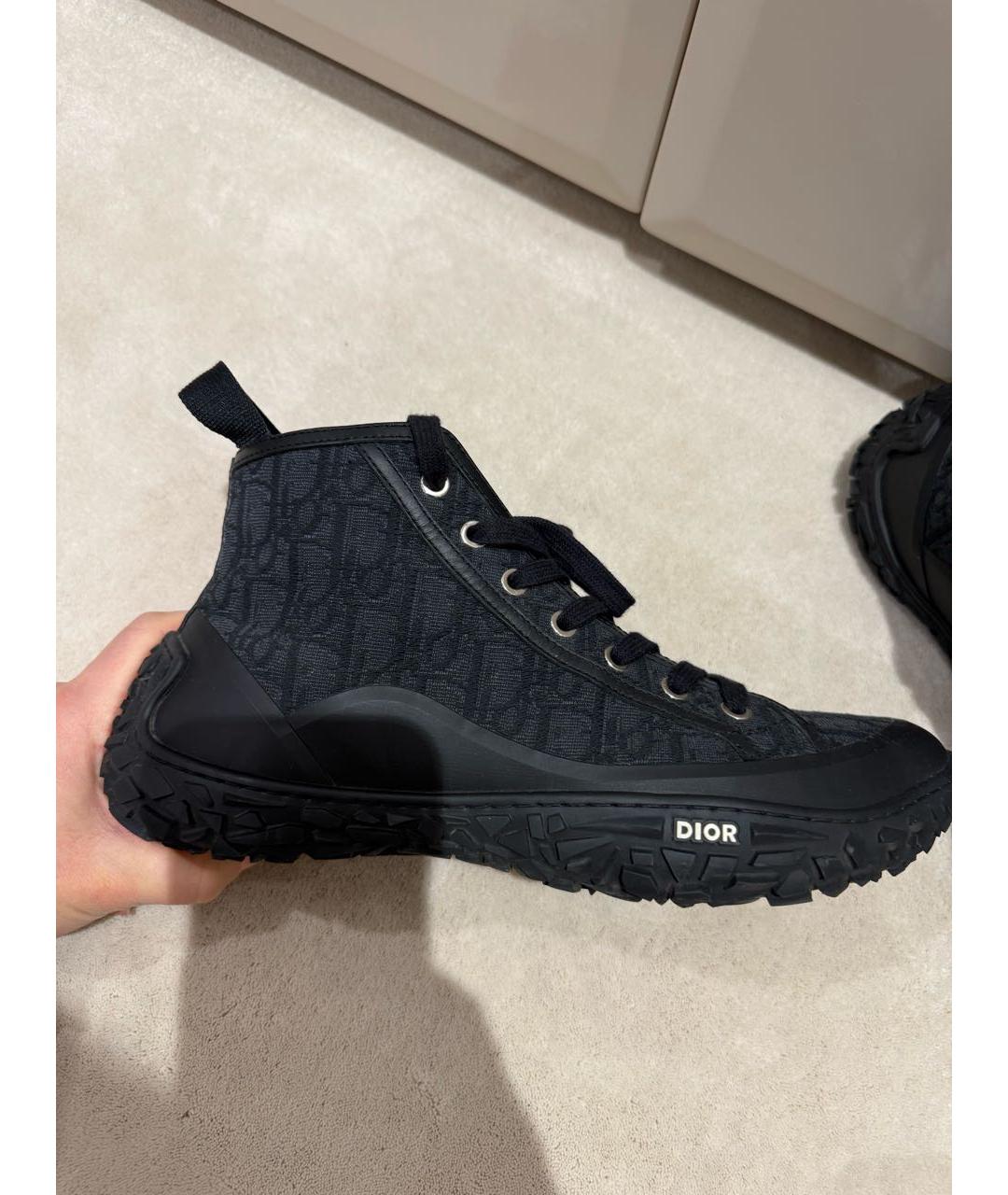 CHRISTIAN DIOR Темно-синие текстильные высокие кроссовки / кеды, фото 7