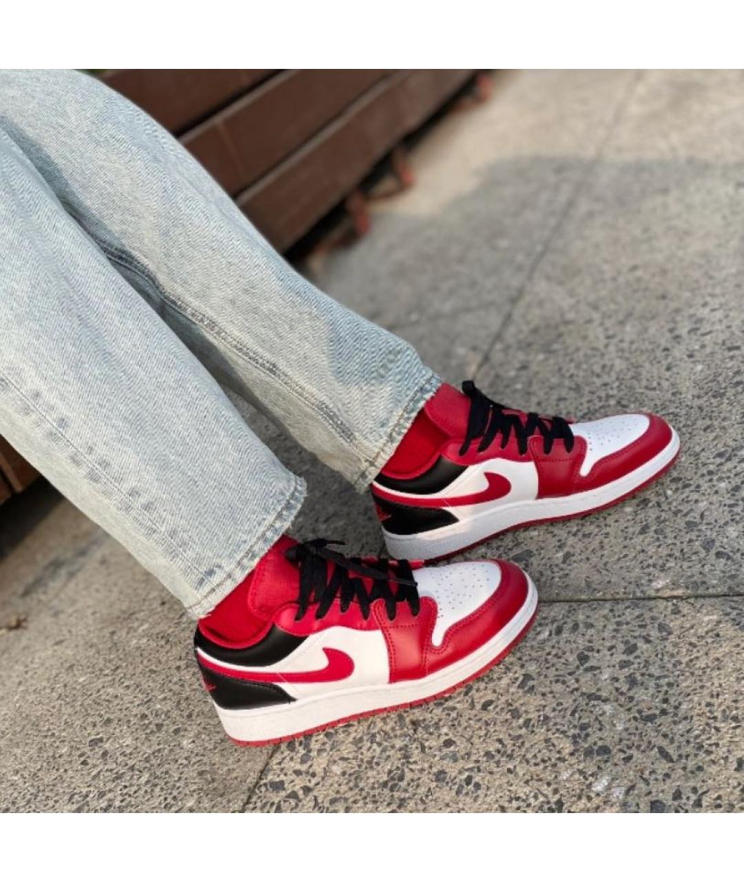 JORDAN Красные кожаные кроссовки, фото 3