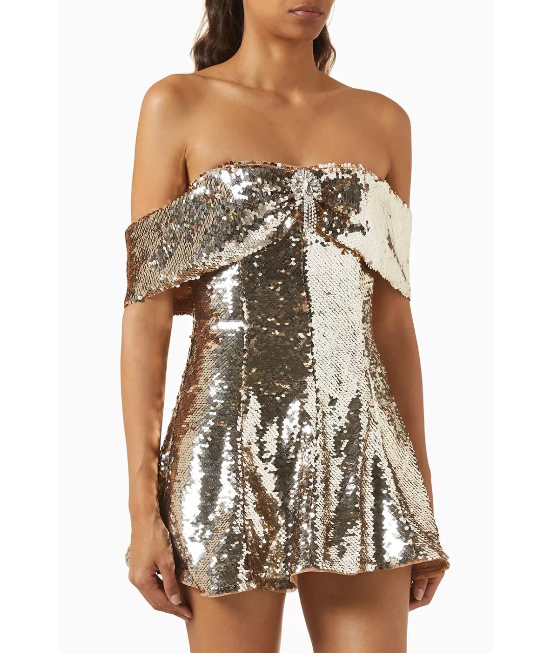 SELF-PORTRAIT Золотое полиэстеровое коктейльное платье, фото 4