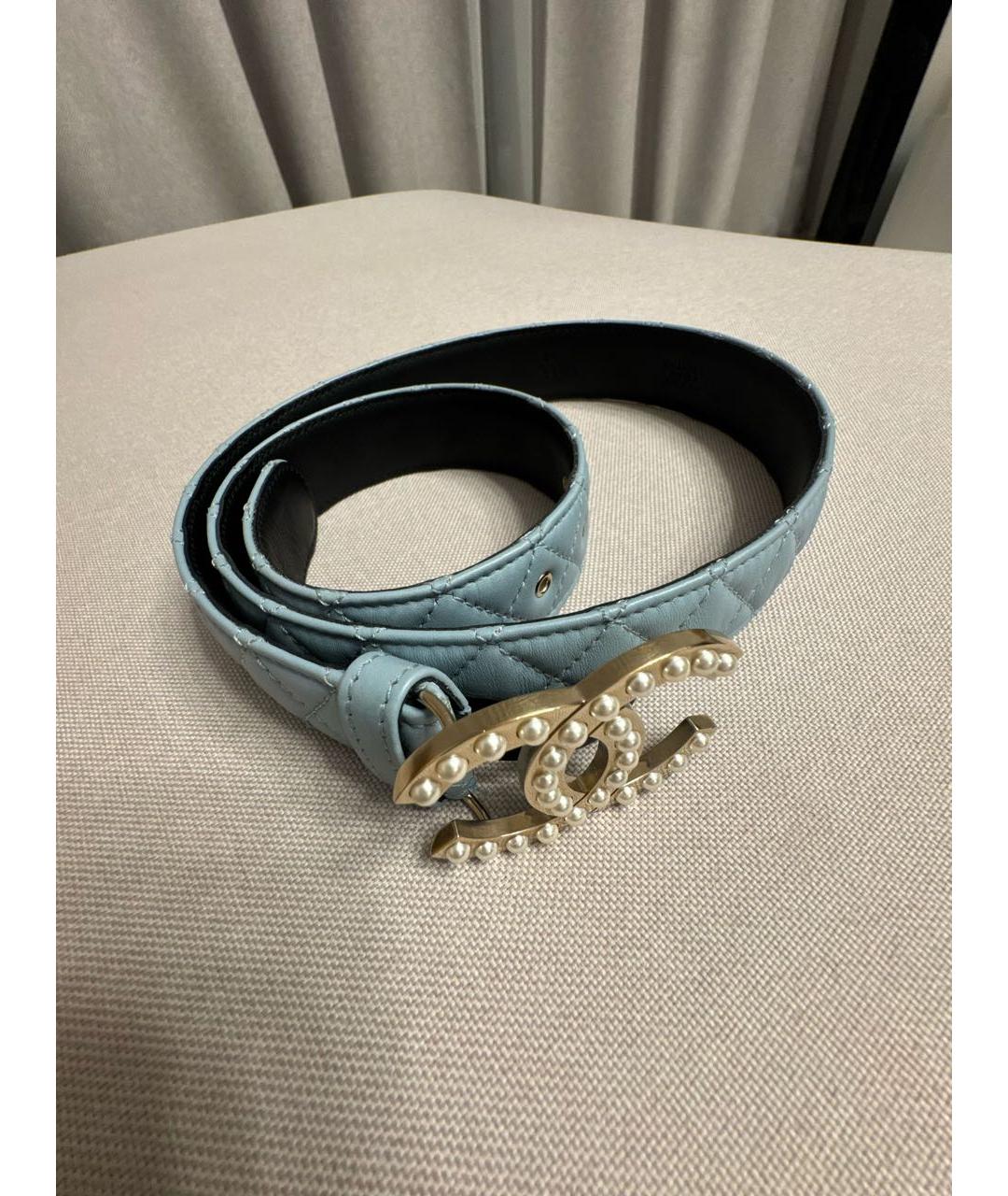 CHANEL Голубой кожаный ремень, фото 5