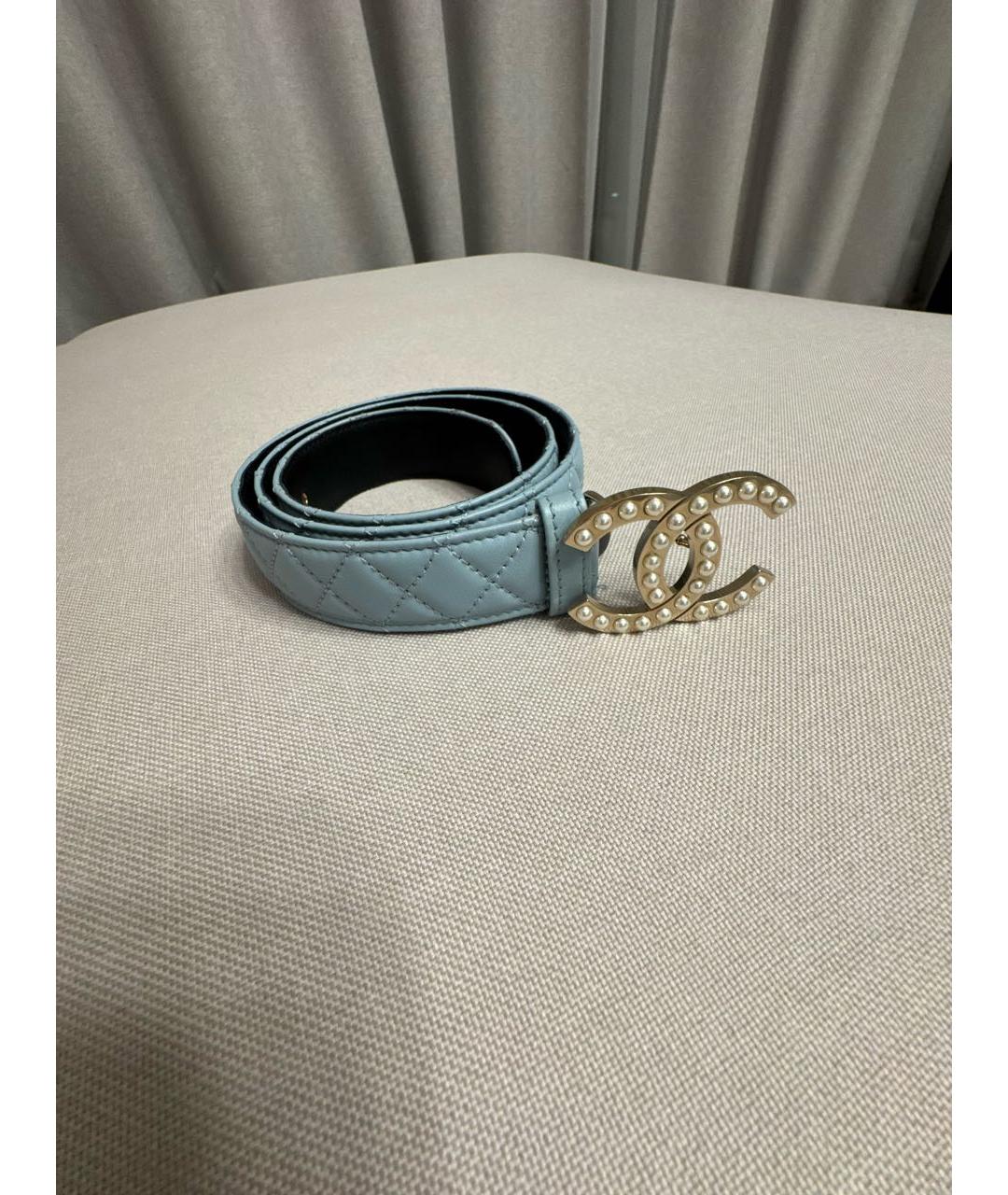 CHANEL Голубой кожаный ремень, фото 2