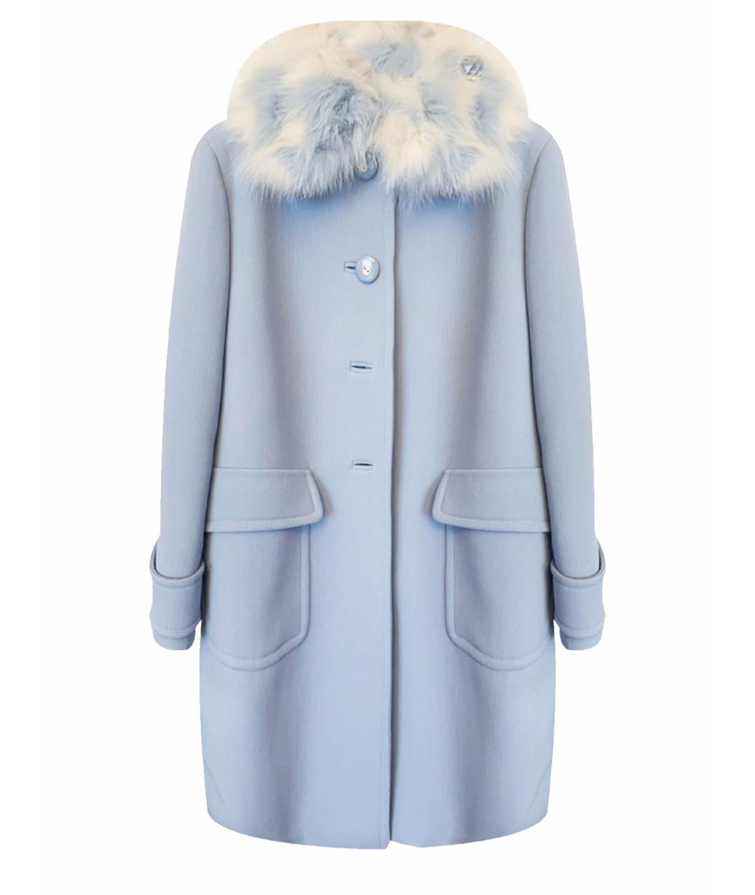 MIU MIU Голубое шерстяное пальто, фото 1