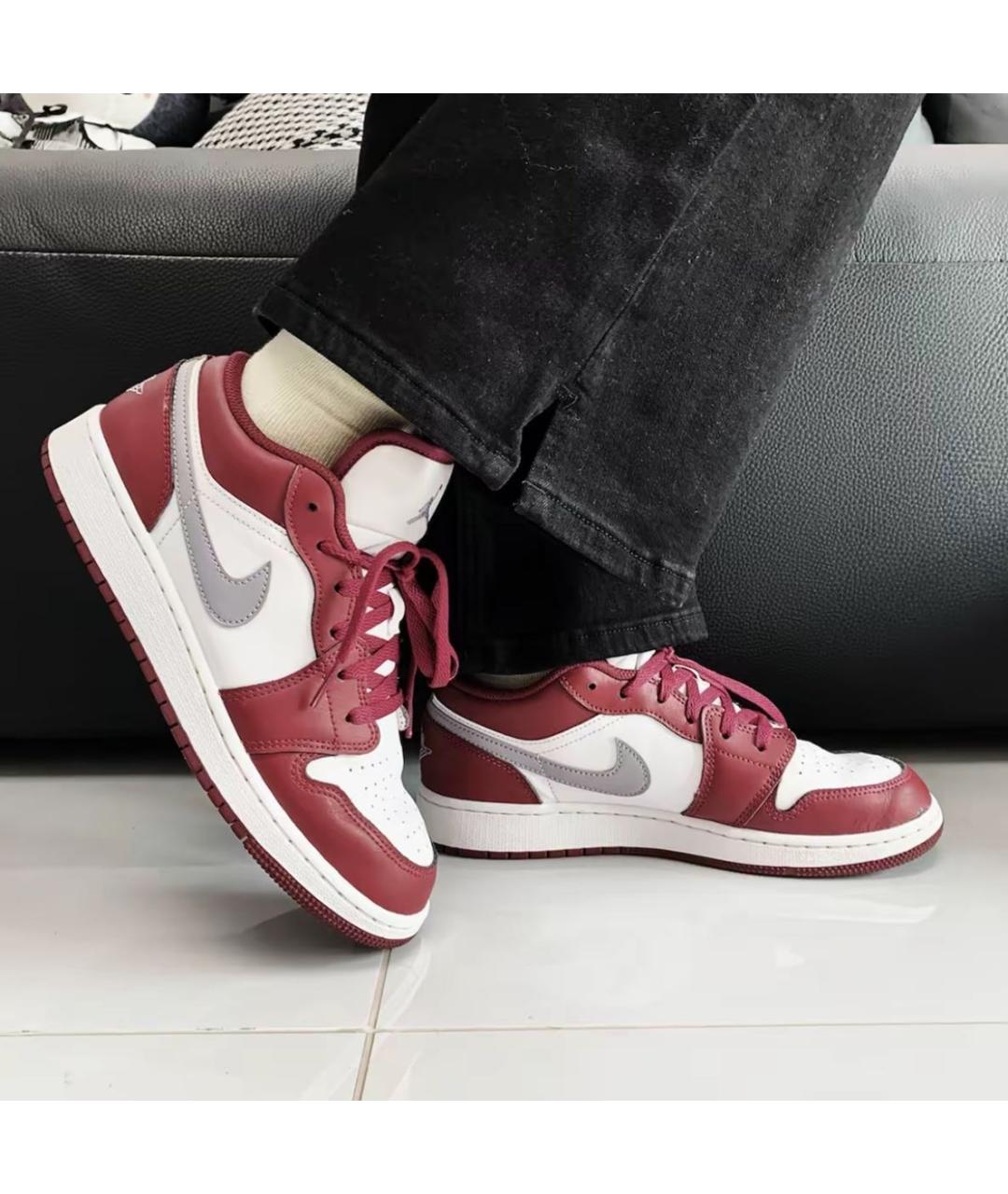 JORDAN Бордовые кожаные кроссовки, фото 3