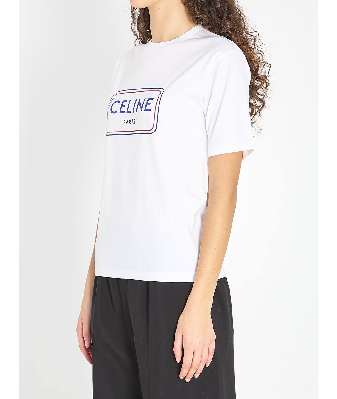 CELINE Белая хлопковая футболка, фото 3