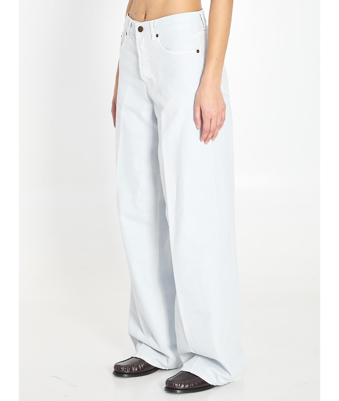 HAIKURE Голубые хлопко-леновые прямые джинсы, фото 3