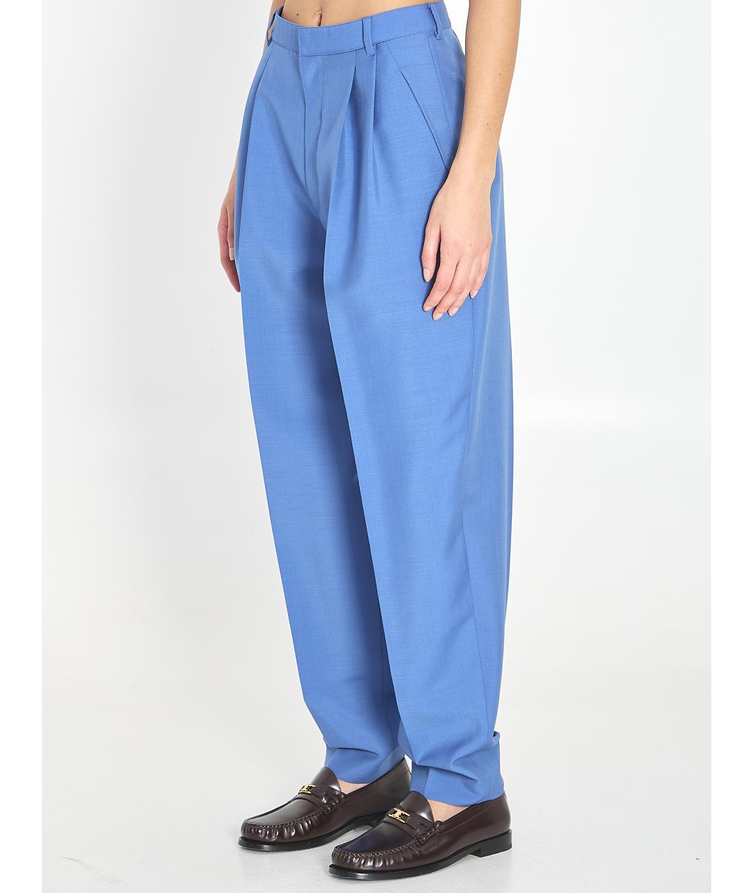 CELINE Голубые шерстяные брюки широкие, фото 3