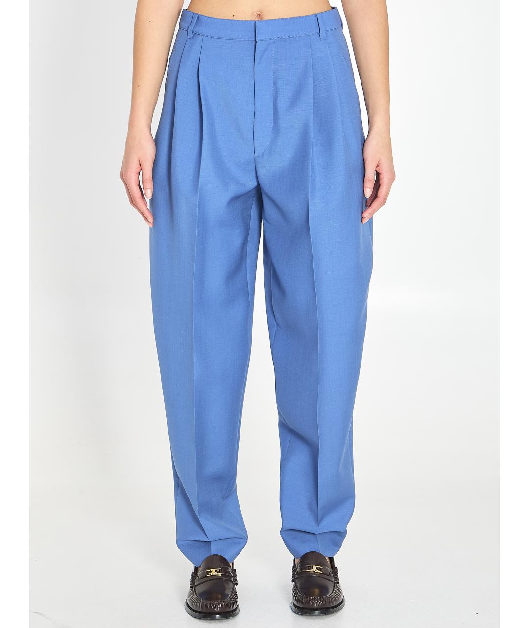 CELINE Голубые шерстяные брюки широкие, фото 2