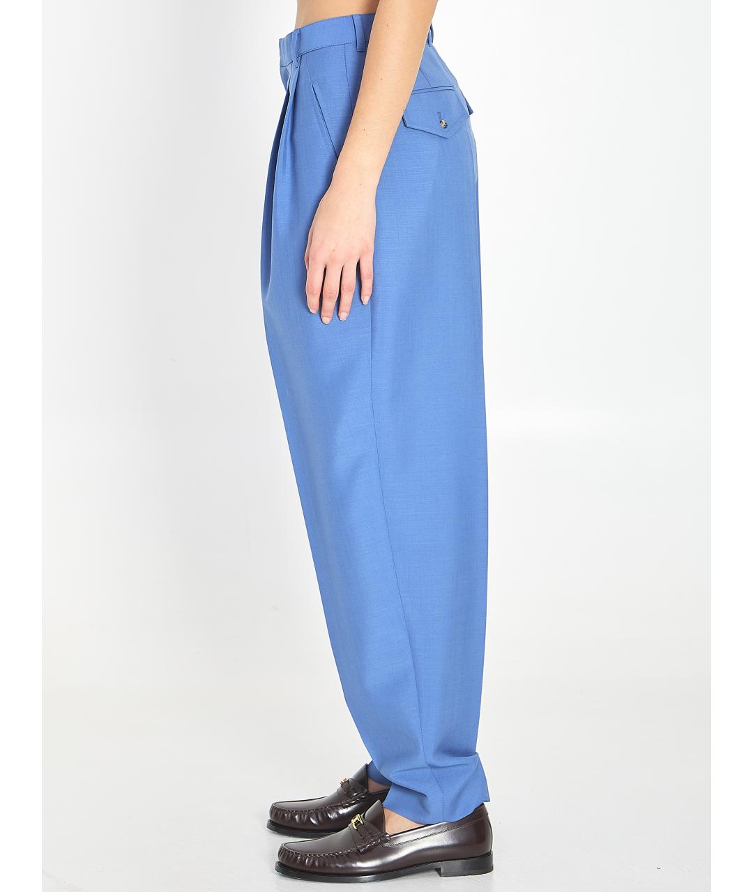 CELINE Голубые шерстяные брюки широкие, фото 4