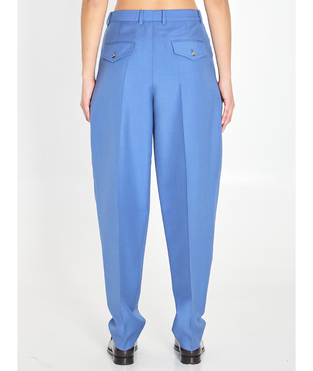 CELINE Голубые шерстяные брюки широкие, фото 5