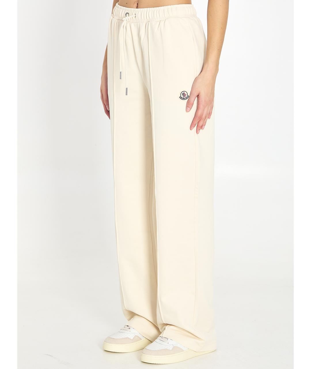 MONCLER Бежевые хлопковые прямые брюки, фото 2