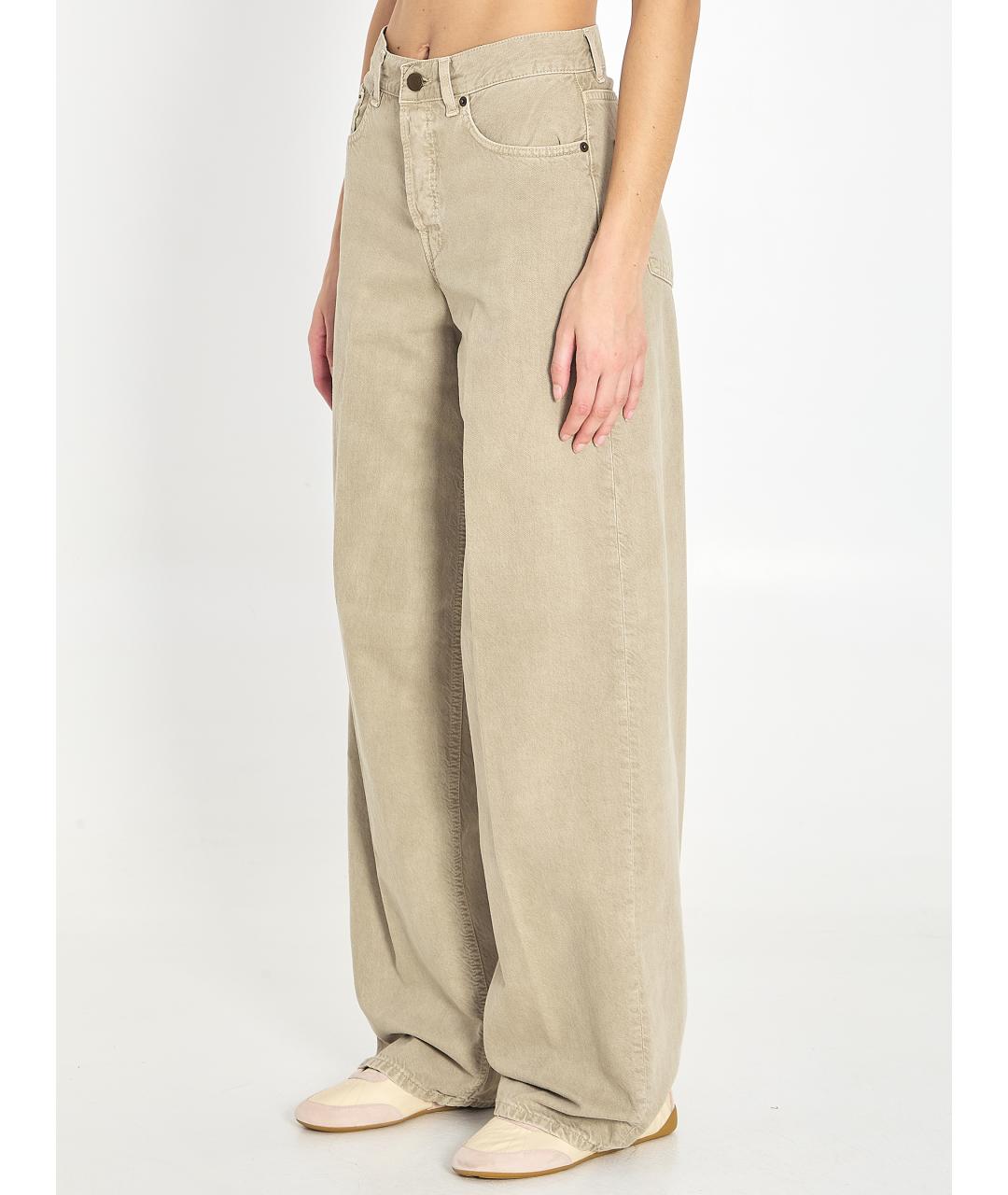 HAIKURE Бежевые хлопковые прямые джинсы, фото 2