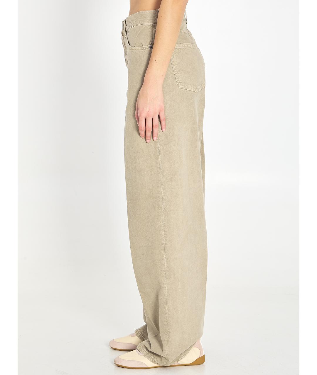 HAIKURE Бежевые хлопковые прямые джинсы, фото 3