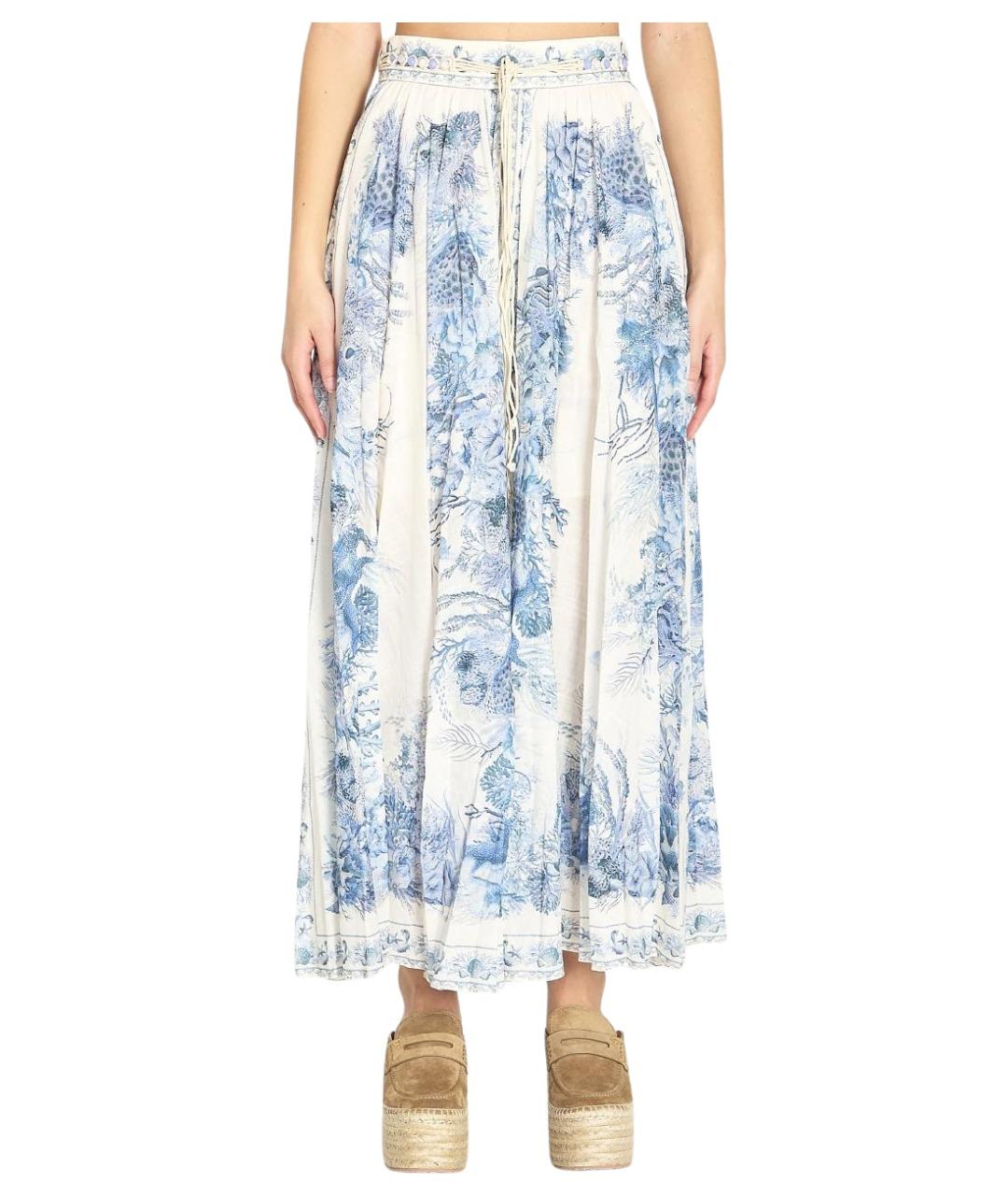 ZIMMERMANN Голубая хлопковая юбка миди, фото 1