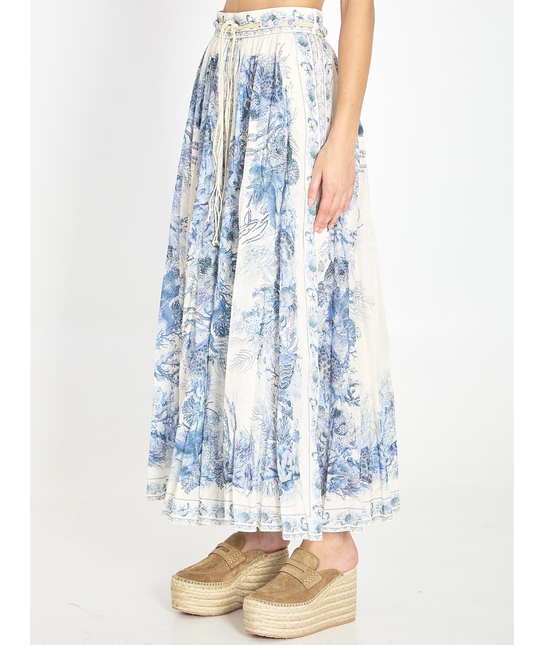 ZIMMERMANN Голубая хлопковая юбка миди, фото 2