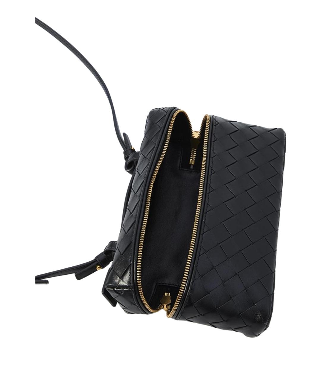BOTTEGA VENETA Черная кожаная сумка через плечо, фото 4