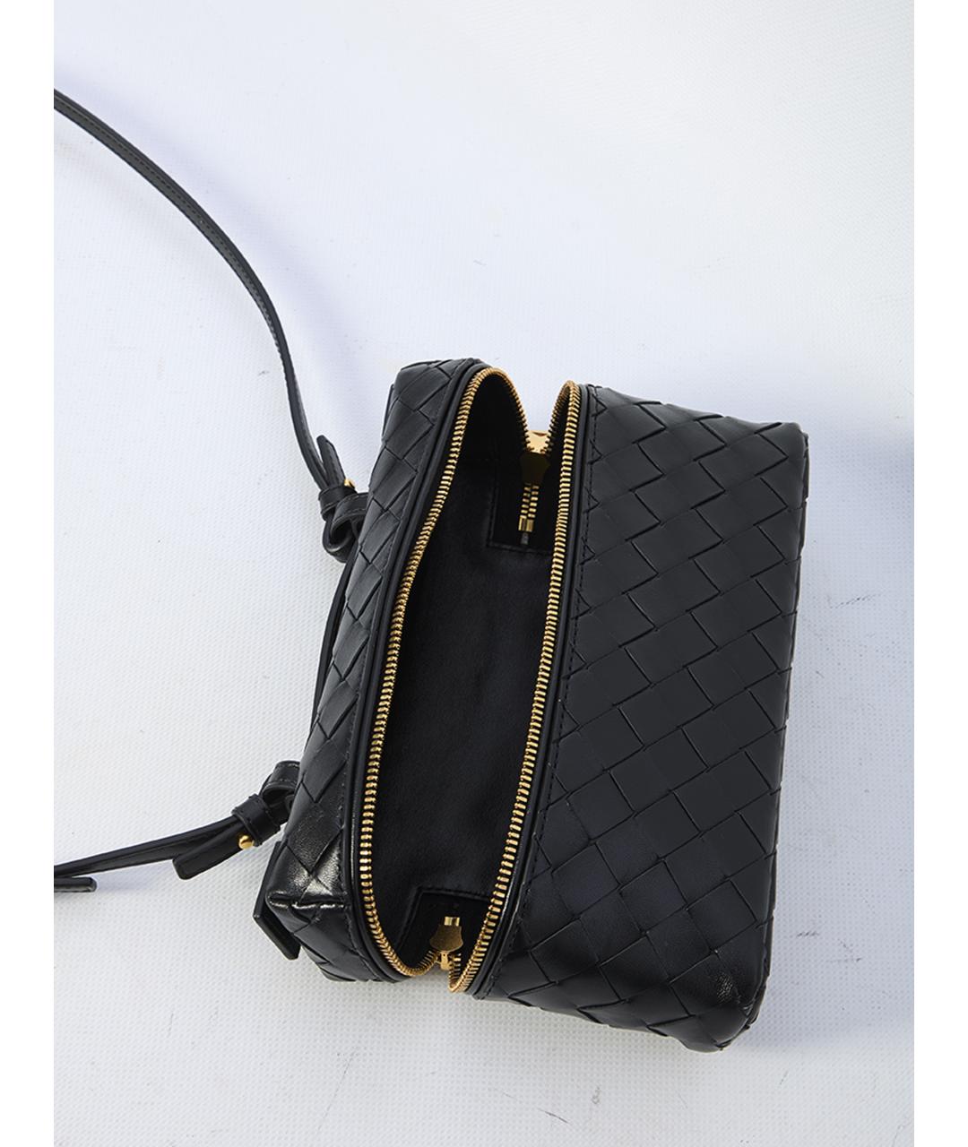 BOTTEGA VENETA Черная кожаная сумка через плечо, фото 4