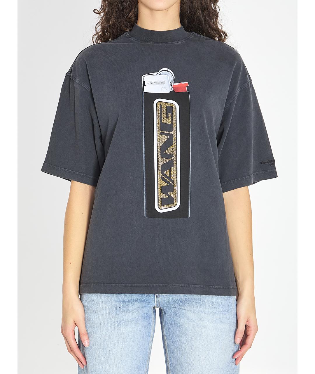 ALEXANDER WANG Черная хлопковая футболка, фото 2