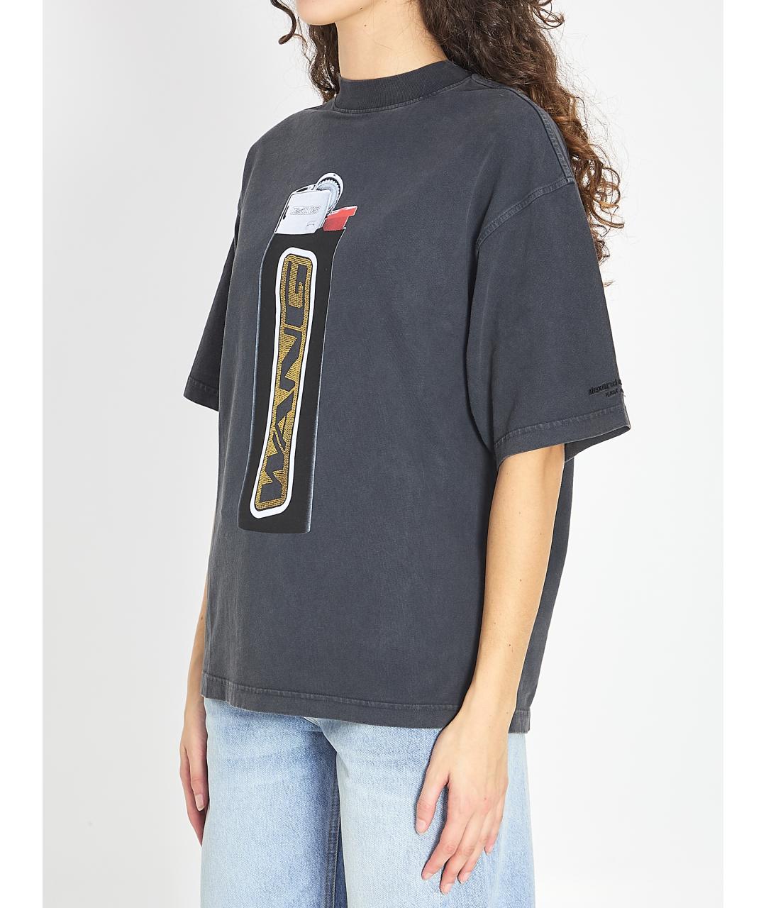 ALEXANDER WANG Черная хлопковая футболка, фото 3