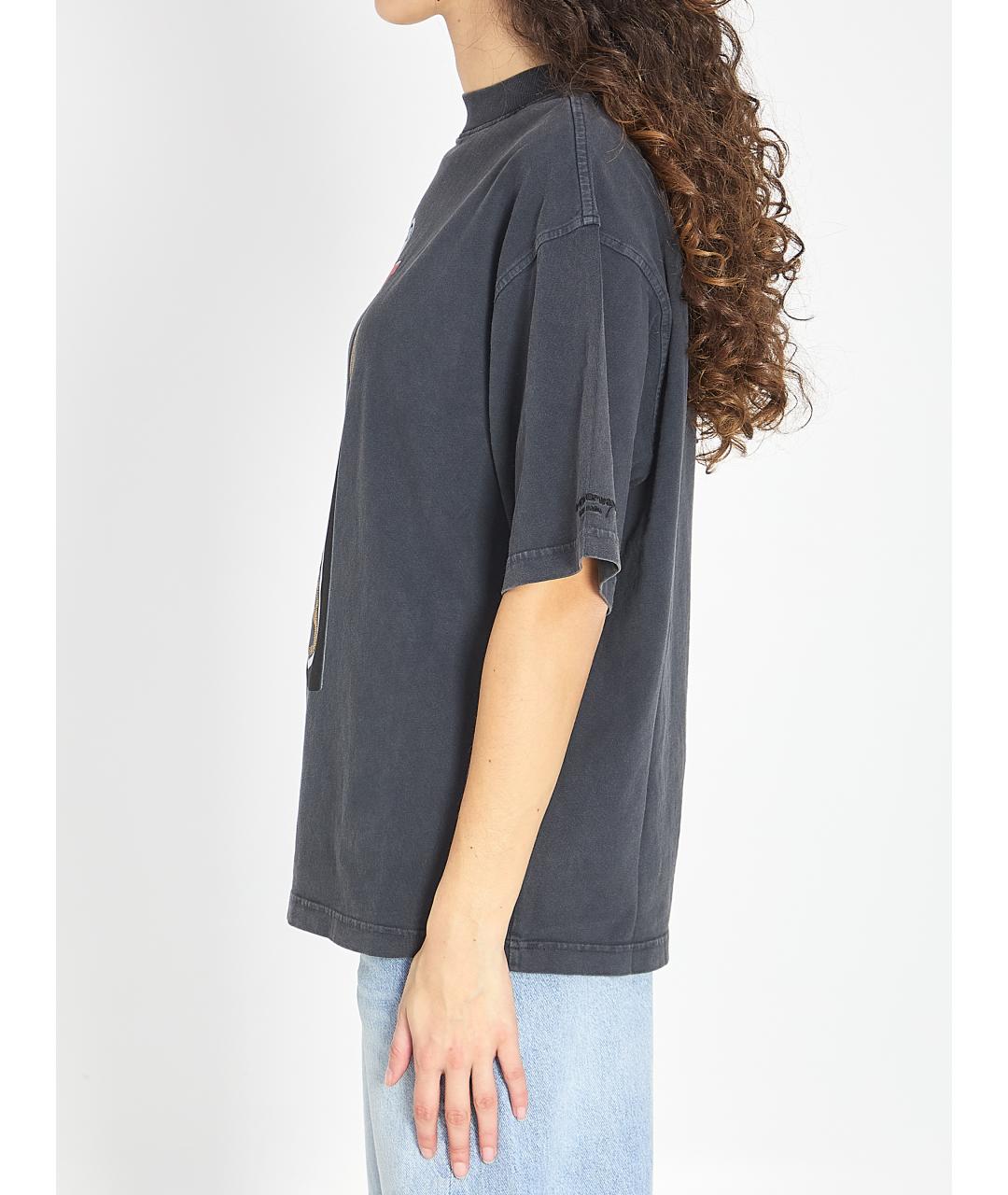 ALEXANDER WANG Черная хлопковая футболка, фото 4