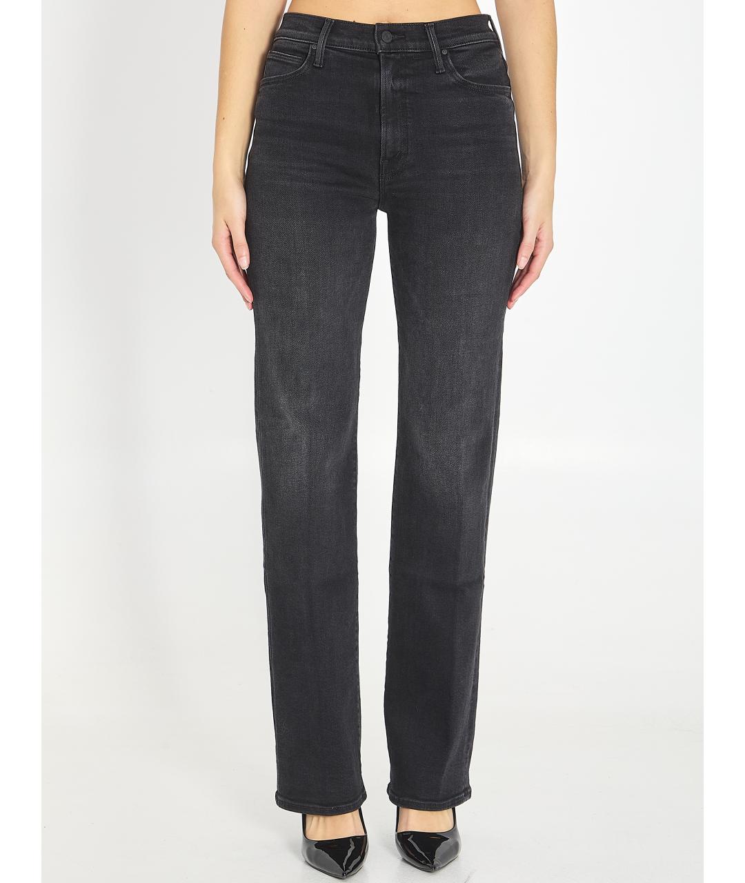 MOTHER Черные хлопковые прямые джинсы, фото 5