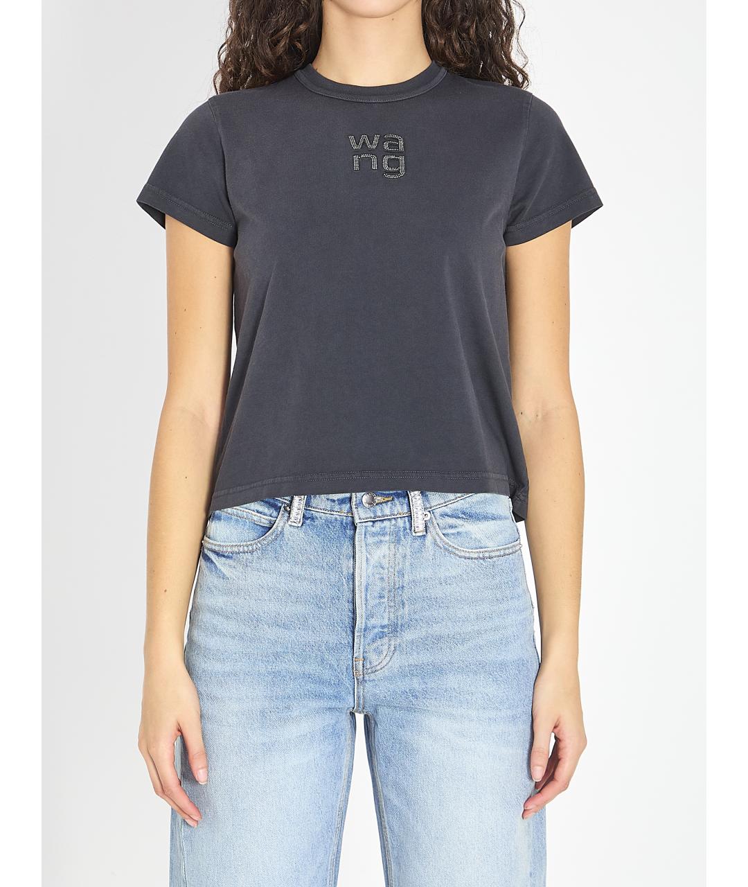 ALEXANDER WANG Черная хлопковая футболка, фото 2