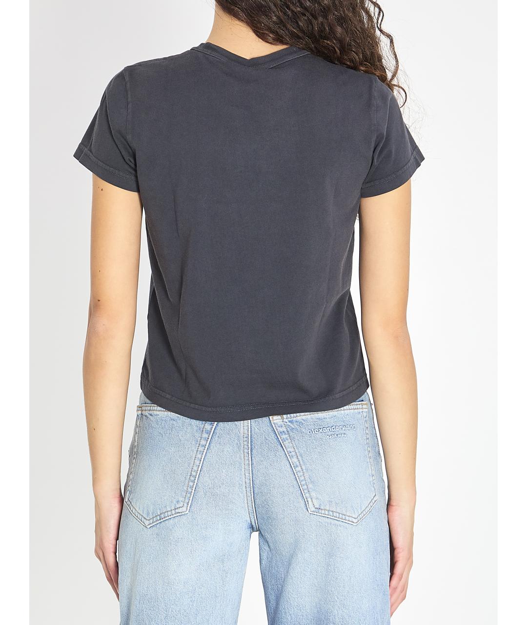 ALEXANDER WANG Черная хлопковая футболка, фото 5